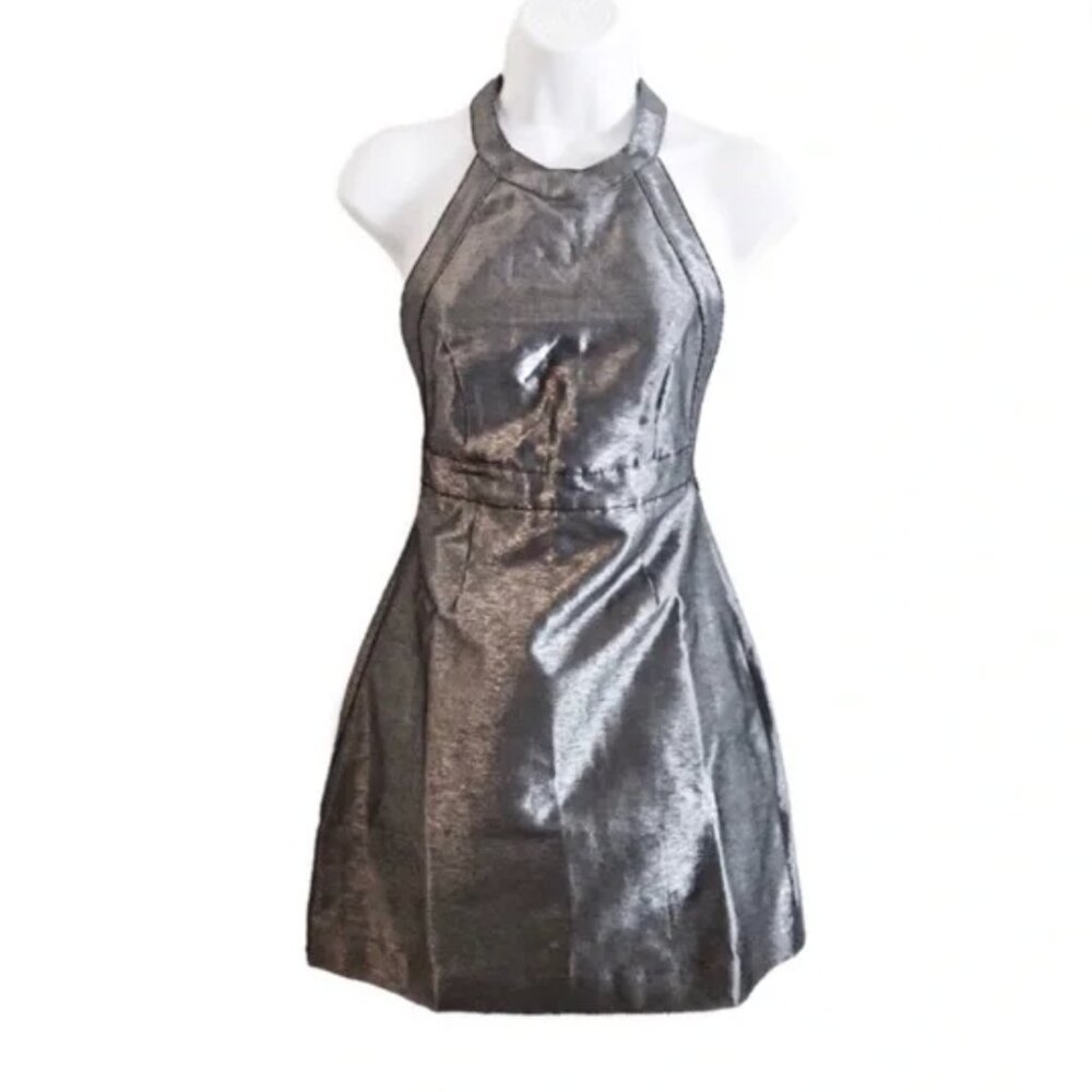 Ben Sherman Metallic Silver Halter Open Back Dress